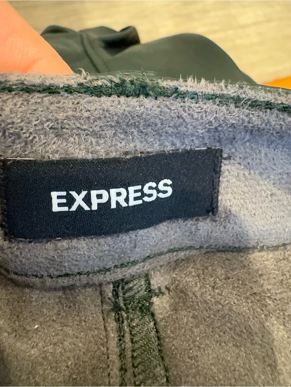 Express Forest Green Vegan Leather Straight-Leg Pants. 4 - Picture 7 of 7